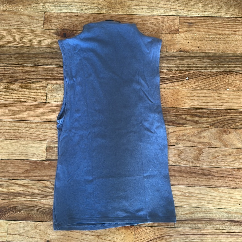 Zara mock neck blue sleeveless top - Picture 3 of 8